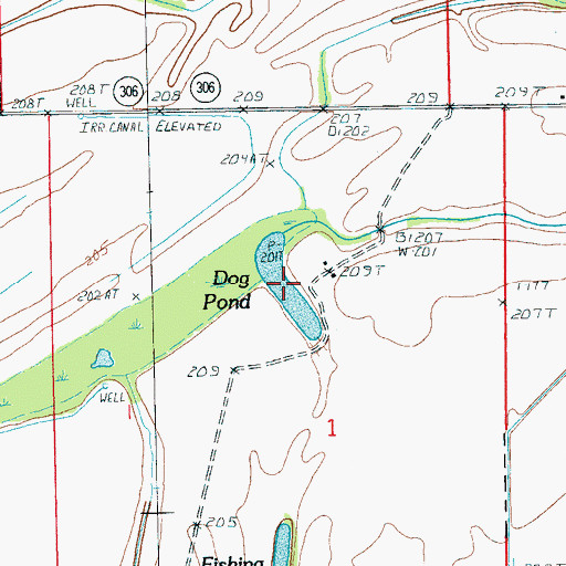 Topographic Map of Dog Pond, AR