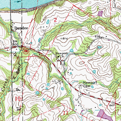 Topographic Map of Newport School, MO