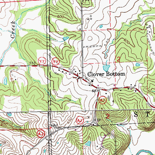 Topographic Map of Saint Anne School, MO