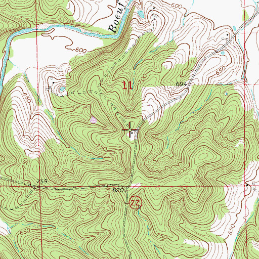 Topographic Map of Beemont School, MO