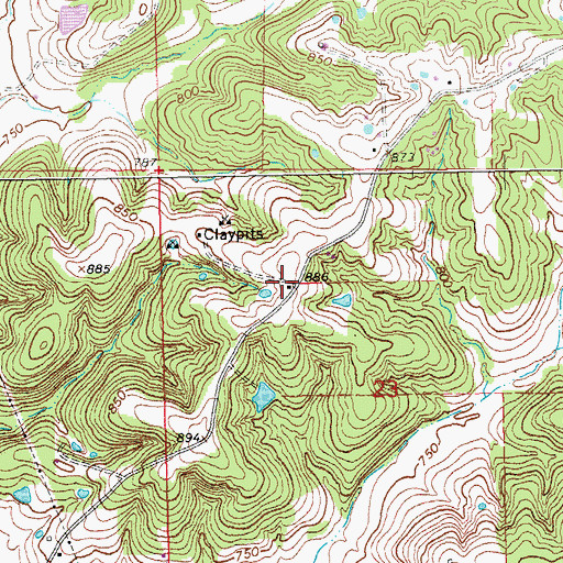 Topographic Map of Evergreen School, MO