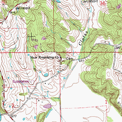 Topographic Map of Walbert School (historical), MO