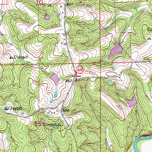 Topographic Map of Rineck School, MO
