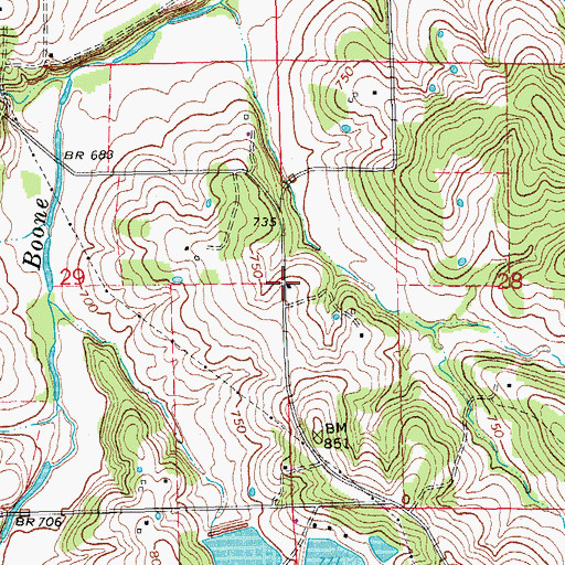 Topographic Map of Miller School, MO