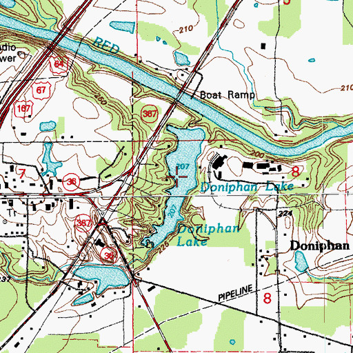 Topographic Map of Doniphan Lake, AR