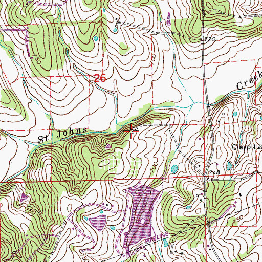Topographic Map of Old Beaufort School, MO