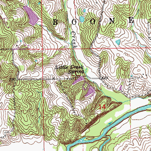 Topographic Map of Little Creek School, MO