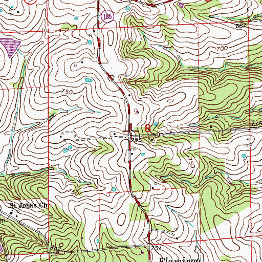 Topographic Map of Liberty School, MO