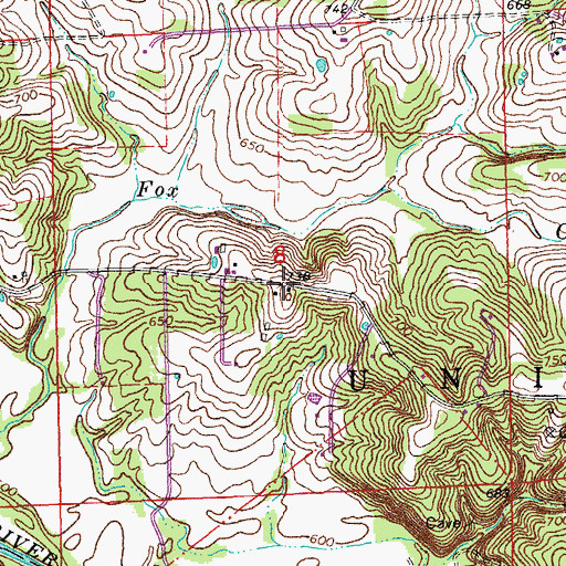 Topographic Map of South Beaufort School, MO