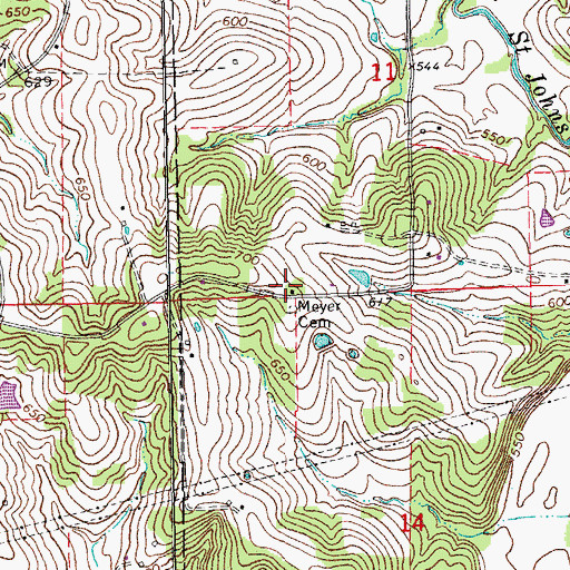 Topographic Map of Union School, MO