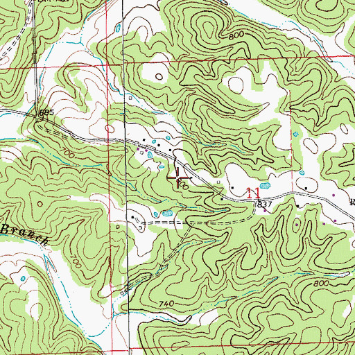 Topographic Map of Oak Grove School (historical), MO