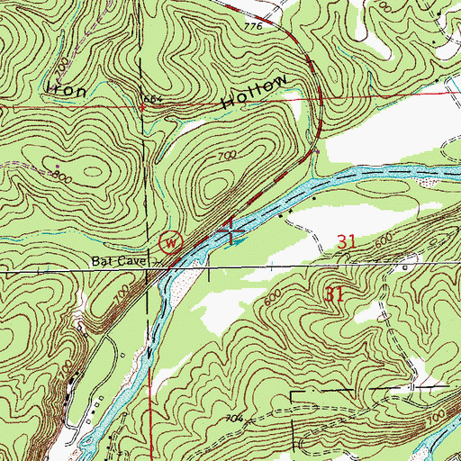 Topographic Map of Sand Ford (historical), MO