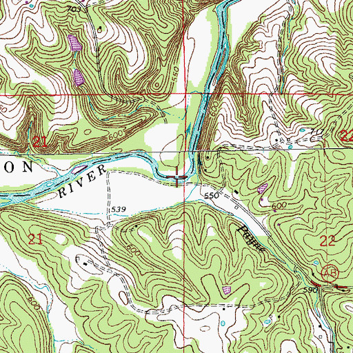 Topographic Map of Massey Ford (historical), MO