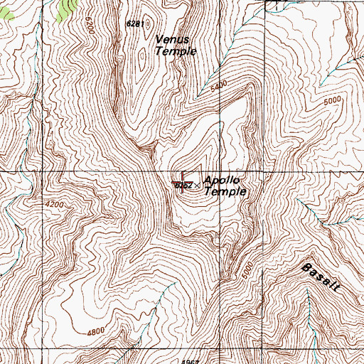 Topographic Map of Apollo Temple, AZ
