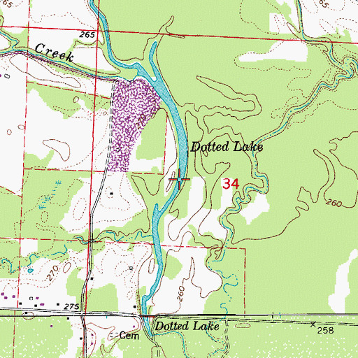 Topographic Map of Dotted Lake, AR