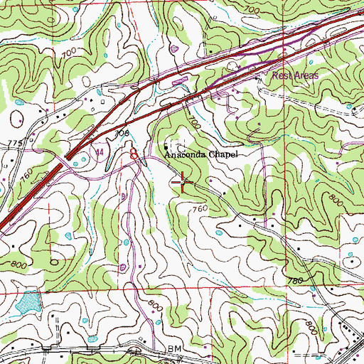 Topographic Map of Morrelton School, MO
