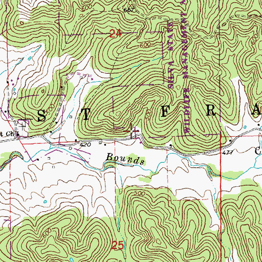 Topographic Map of Silva School (historical), MO