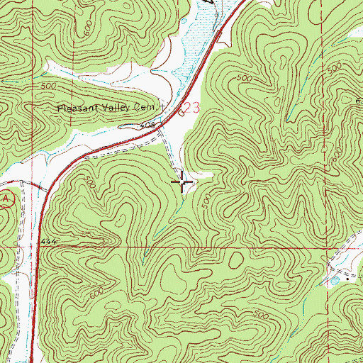 Topographic Map of Pleasant Valley School, MO