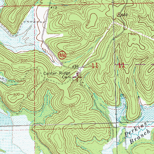 Topographic Map of Center Ridge School (historical), MO
