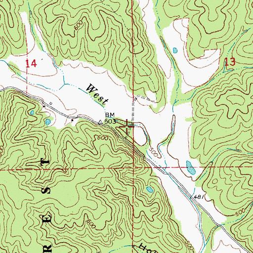Topographic Map of Hickory Grove School (historical), MO