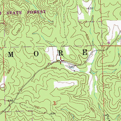 Topographic Map of Little Vine School, MO