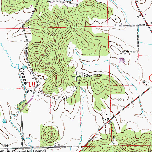 Topographic Map of Cox Chapel (historical), MO