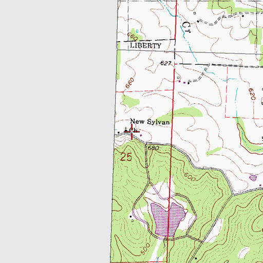 Topographic Map of Sylvan Ridge School (historical), MO