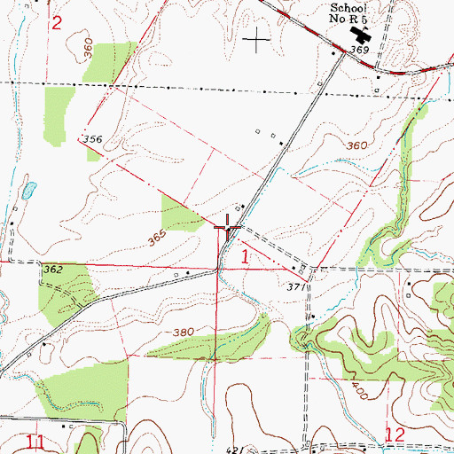 Topographic Map of Oak Valley School, MO