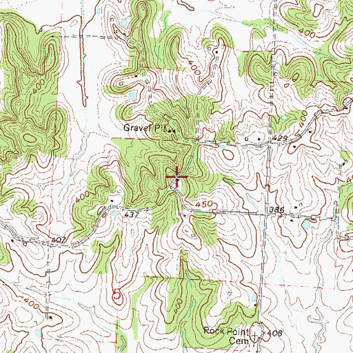 Topographic Map of Rock Point School, MO
