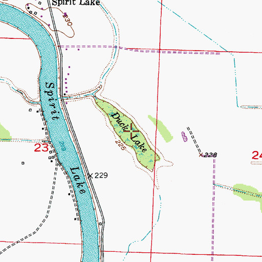 Topographic Map of Duck Lake, AR