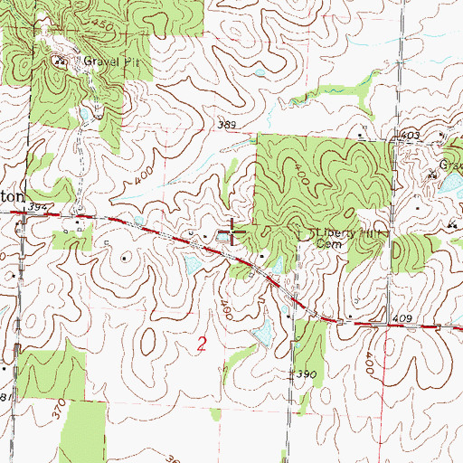 Topographic Map of Liberty Hill School, MO