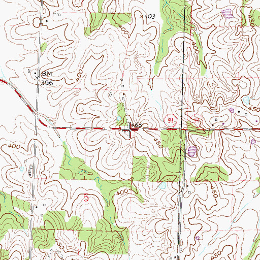 Topographic Map of Little Rock School, MO
