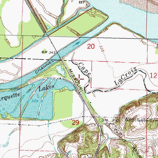 Topographic Map of Massey (historical), MO