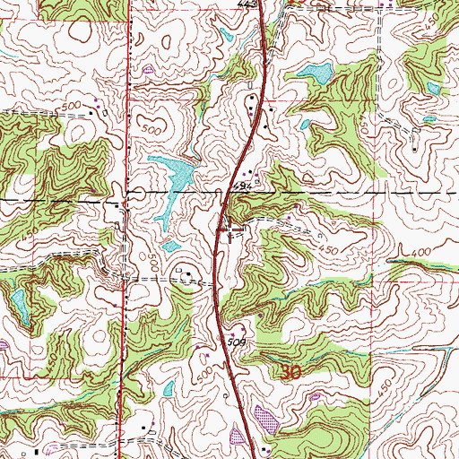 Topographic Map of Shearer School (historical), MO