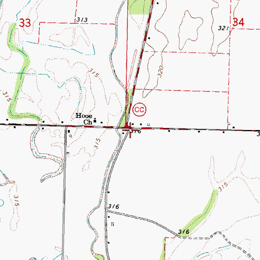Topographic Map of Hooe School (historical), MO