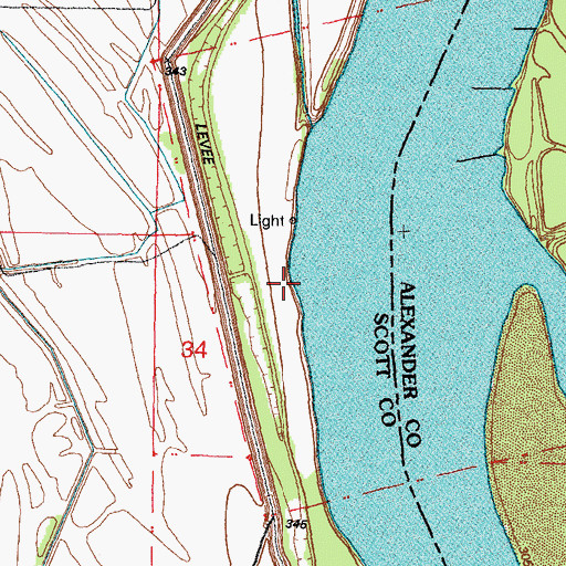Topographic Map of Moore Landing (historical), MO