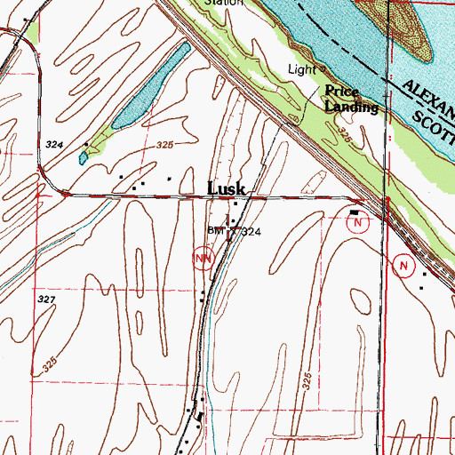 Topographic Map of Lusk Chapel (historical), MO