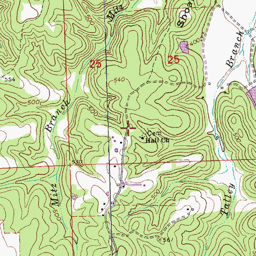 Topographic Map of Hall School (historical), MO