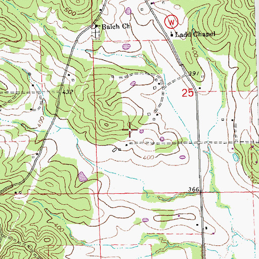 Topographic Map of Ladd School (historical), MO