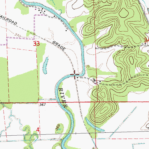 Topographic Map of Castor Bridge (historical), MO