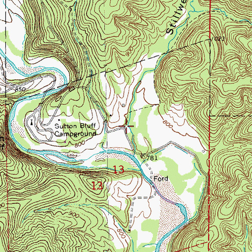 Topographic Map of Gladdendale School (historical), MO