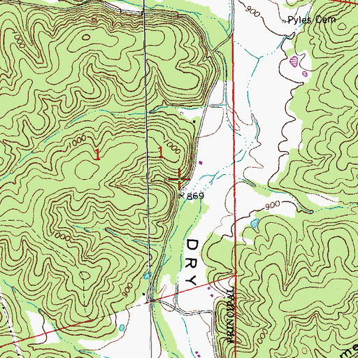 Topographic Map of Upper Dry Valley School (historical), MO