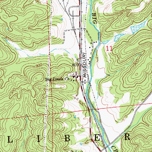 Topographic Map of Glover School, MO