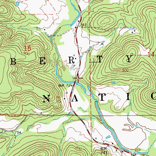 Topographic Map of Blue School, MO