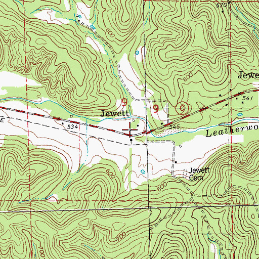 Topographic Map of Jewett School, MO