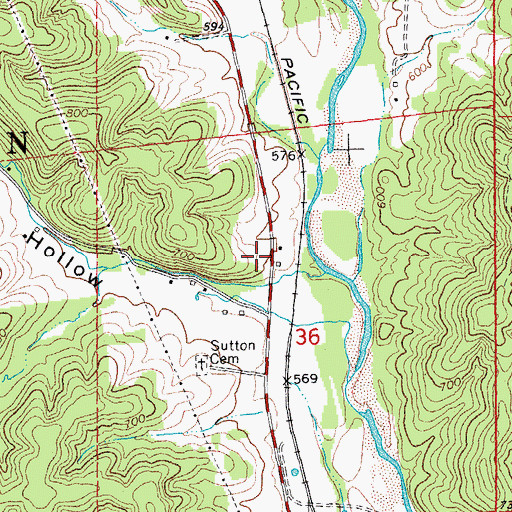 Topographic Map of Sutton School (historical), MO