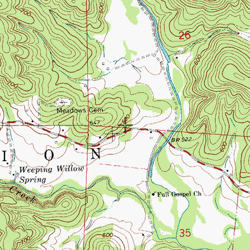 Topographic Map of King School, MO
