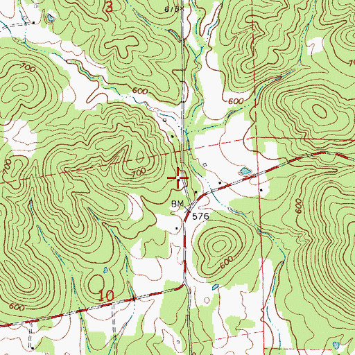 Topographic Map of Roberts School, MO
