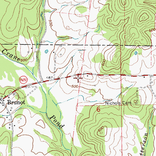 Topographic Map of Brunot School, MO