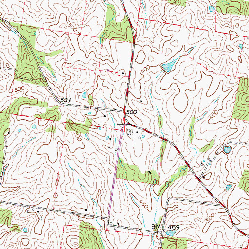 Topographic Map of Roberts School, MO